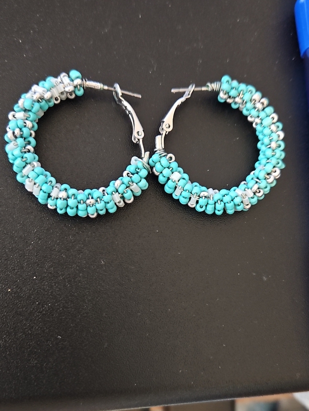 Turquoise Beaded Hoop Earrings - Women's Jewelry